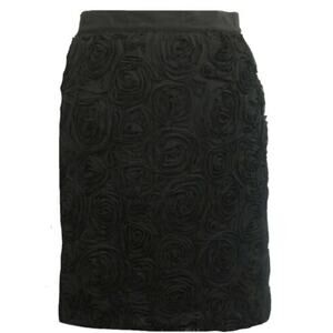 Banana Republic Black Textured‎ Rosette Roses Skirt Pencil Womens Small 4
